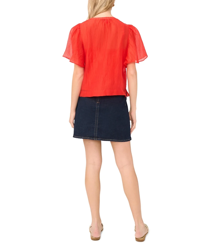 Vince Camuto Women's Front Cutout Flutter-Sleeve Blouse