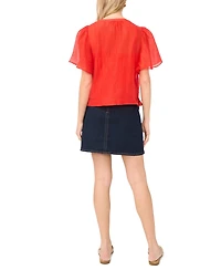Vince Camuto Women's Front Cutout Flutter-Sleeve Blouse