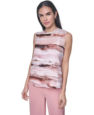 Calvin Klein Women's Crewneck Sleeveless Blouse With Slip