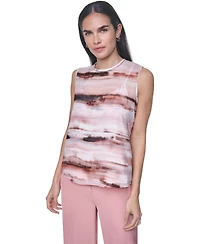 Calvin Klein Women's Crewneck Sleeveless Blouse With Slip