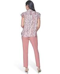 Calvin Klein Women's Collared Ruffle Front Blouse