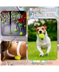 Magicorange Pack of 60 Training Tennis Balls Bulk Practice Balls with Mesh Bag All Court Durable Felt for Beginners and Pet Playing