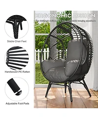 Rainsken Oversized Pe Rattan Egg Chair, Indoor Outdoor Patio Swing with 8-Inch Thick Cushion, 400lb Capacity for Living Room, Balcony and Backyard