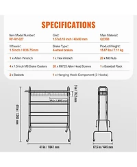 Mecale 4-Tier Rolling Basketball Rack with Wheels, Hooks & Baskets, Sports Equipment Storage Organizer for Garage, Balls & Gear