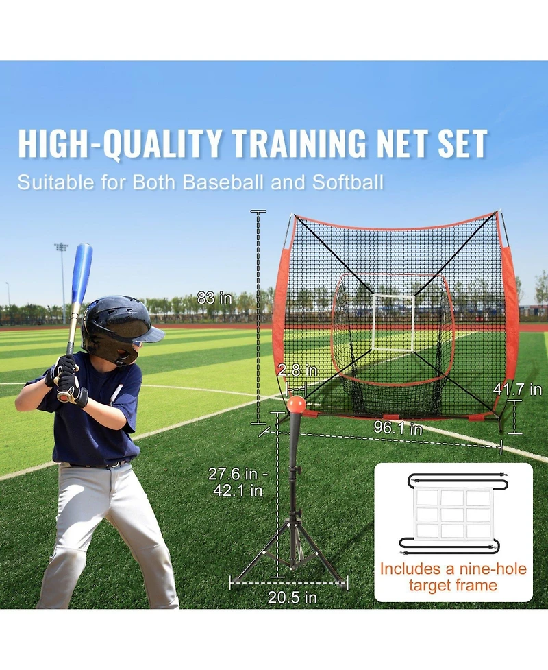 Mecale Baseball Softball Practice Net with Bow Frame and Carry Bag