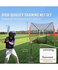 Mecale Baseball Softball Practice Net with Bow Frame and Carry Bag