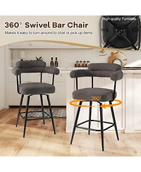 Sugift Swivel Bar Stool Set of 2 Counter Height Chairs with Curved Back and Arms