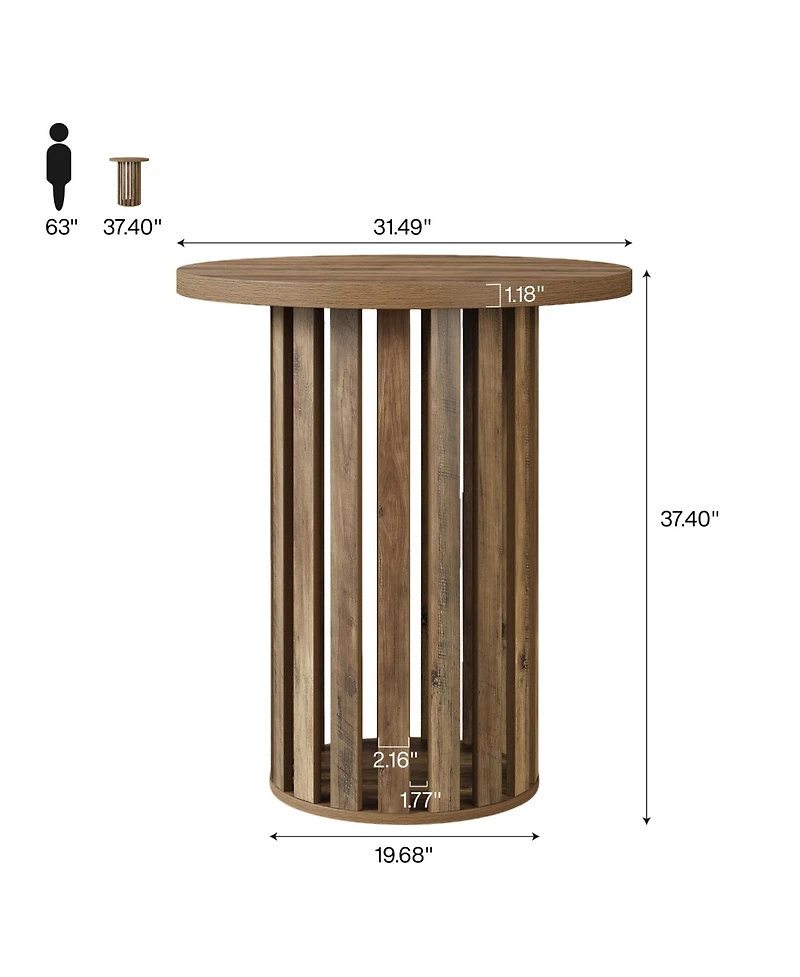 Tribesigns Round Bar Table, 37.4" High Bistro Pub Table for Home Bar, Dining Room, Party, Cocktail, Living Room, Small Space