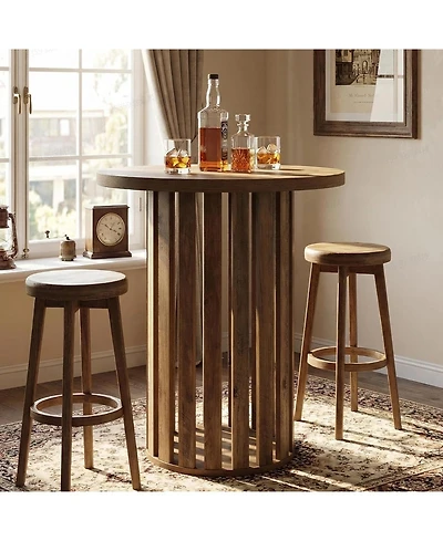 Tribesigns Round Bar Table, 37.4" High Bistro Pub Table for Home Bar, Dining Room, Party, Cocktail, Living Room, Small Space