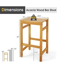 Gymax Set of Acacia Wood Bar Stool 30-Inch Height Bar Chair with Saddle Shaped Seat