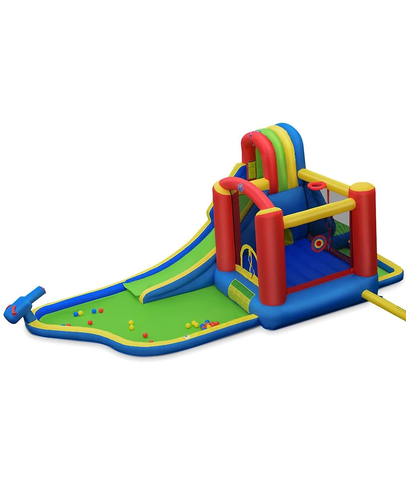 Gymax Inflatable Bounce House Slide Splash Pool Climbing Wall Park w/ Blower