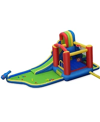 Gymax Inflatable Bounce House Slide Splash Pool Climbing Wall Park w/ Blower
