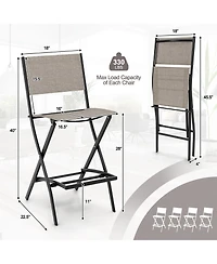 Gymax Folding Bar Stools Set of 4 Patio Sling Chairs w/ Backrest Humanized Footrest