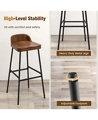 Gymax Set of 2 Industrial 29'' Bar Stool Bar Height Saddle Seat Kitchen Stool Low Back