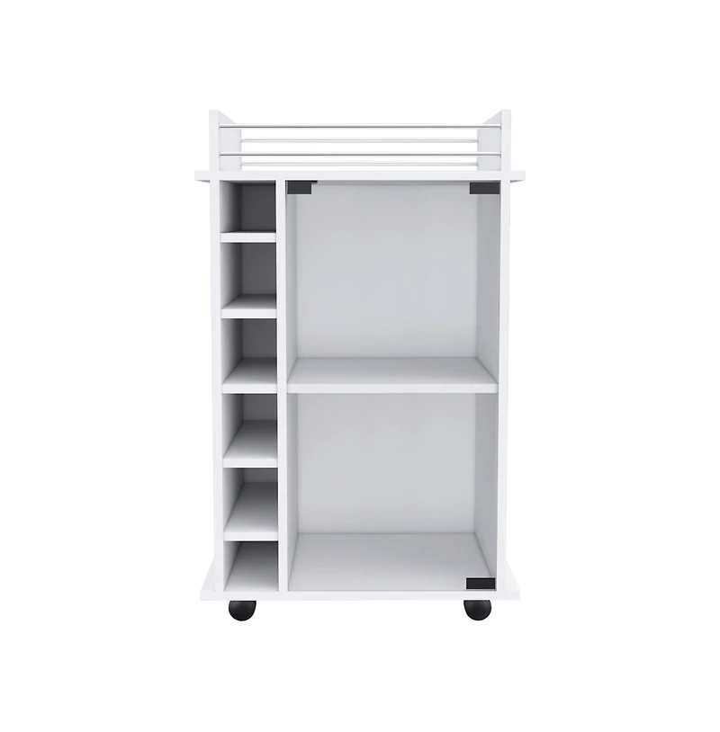 Flynama Bar Cart with 1 Cabinet with Casters White Finish