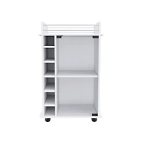 Flynama Bar Cart with 1 Cabinet with Casters White Finish