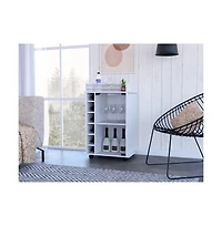 Flynama Bar Cart with 1 Cabinet with Casters White Finish