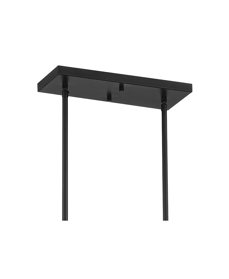 Franklin Iron Works Gloss Black Linear Pendant Chandelier Wide Modern 16-Light Fixture for Kitchen Island Dining Room Home