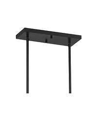 Franklin Iron Works Gloss Black Linear Pendant Chandelier Wide Modern 16-Light Fixture for Kitchen Island Dining Room Home