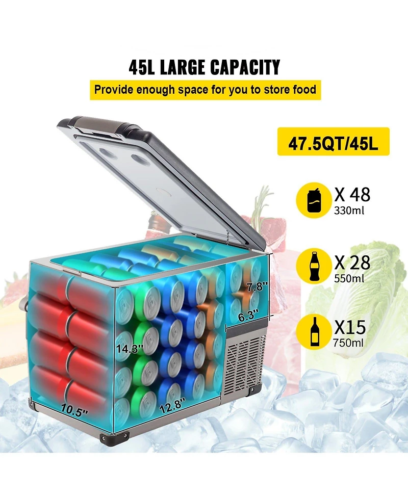 Mecale 48 Quart (45L) 12 Volt Portable Refrigerator Freezer, Fast Cooling, App Control, -4 68 , 12/24V Dc and 110-240V Ac