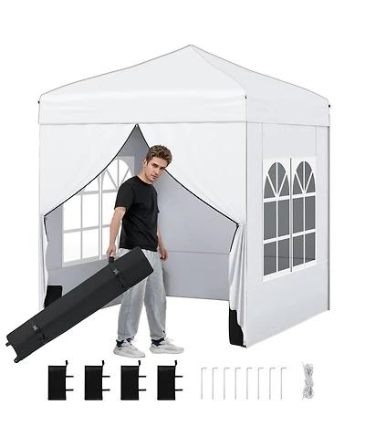 Mecale 6.5x6.5 ft Pop-Up Canopy Tent with 4 Sidewalls and Wheeled Carry Bag