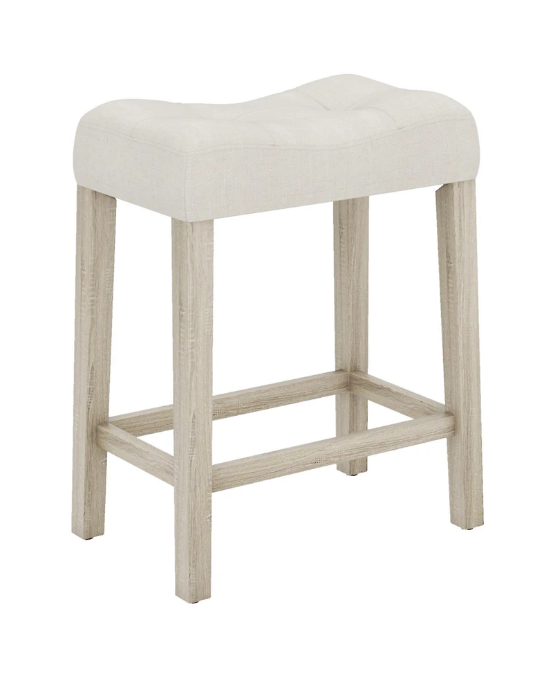 Sugift Set of 4 Upholstered Counter Height Bar Stool with Curved Saddle-Seat