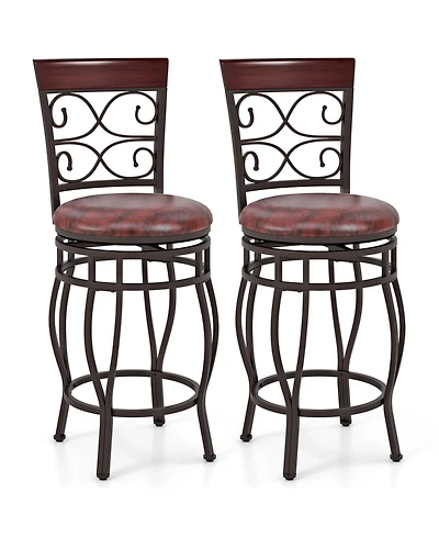 Sugift Set of 2 26 Inch Bar Stool with Backrest and Footrest