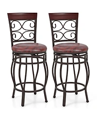 Sugift Set of 2 26 Inch Bar Stool with Backrest and Footrest