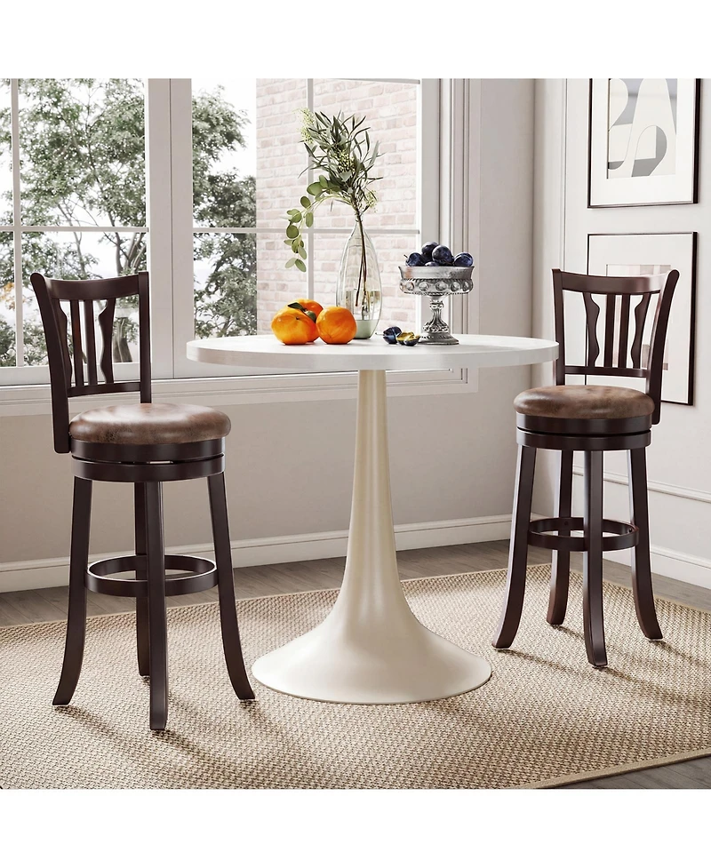 Sugift Counter Height Swivel Bar Stools Set of 2 with Back and Solid Rubber Frame-29