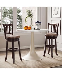 Sugift Counter Height Swivel Bar Stools Set of 2 with Back and Solid Rubber Frame-29