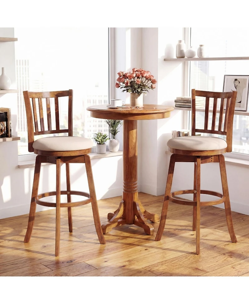 Sugift 360degree(s) Rotating Counter Height Chairs Set of 2 with Upholstered Seat and Backrest-29 inches