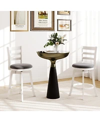 Sugift 25" Swivel Barstools Set of 2, 360degree(s) Rotating Bar/Counter Height Chairs with Upholstered Seat