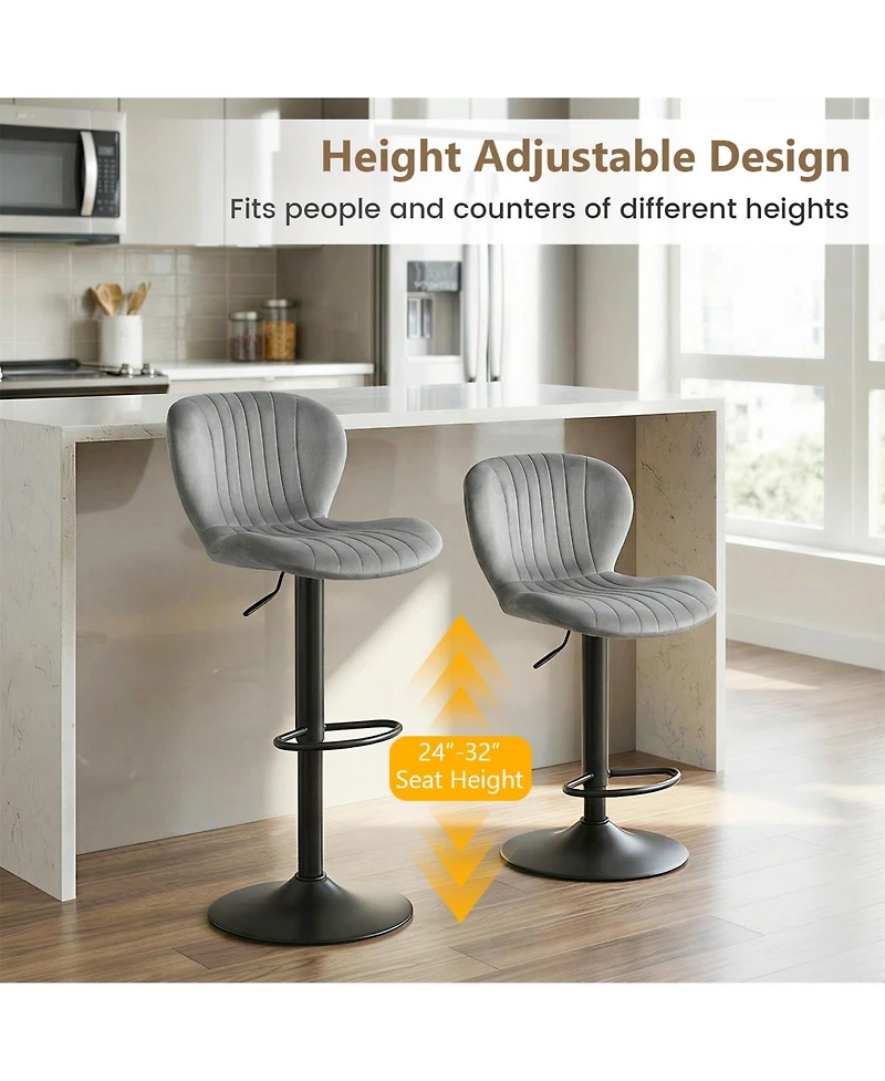 Sugift Adjustable Counter Height Chairs Set of 2 with Velvet Upholstered Backrests