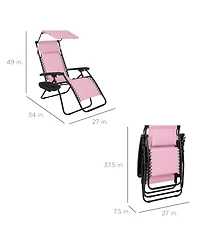 Best Choice Products Folding Zero Gravity Recliner Patio Lounge Chair w/ Canopy Shade, Headrest, Tray