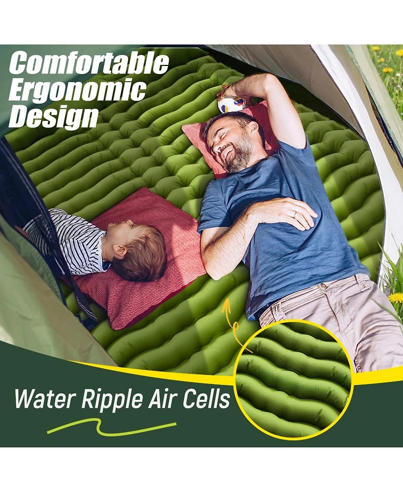 Gnuadz 2 Person Self Inflating Sleeping Pad with Pillow Foot Pump Camping Outdoor Recreation Gear