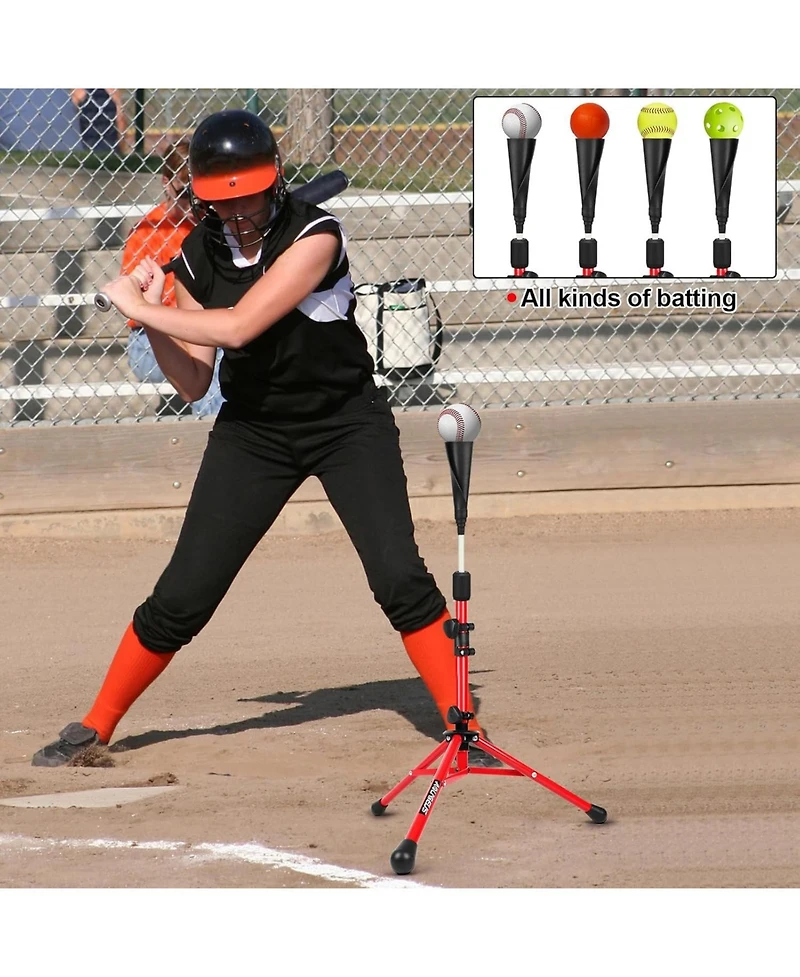 Aoligeijs Baseball Tee Batting Tee Softball Tee Portable Travel Hitting Tee,Easy Adjustable Height,Stable Tripod Stand