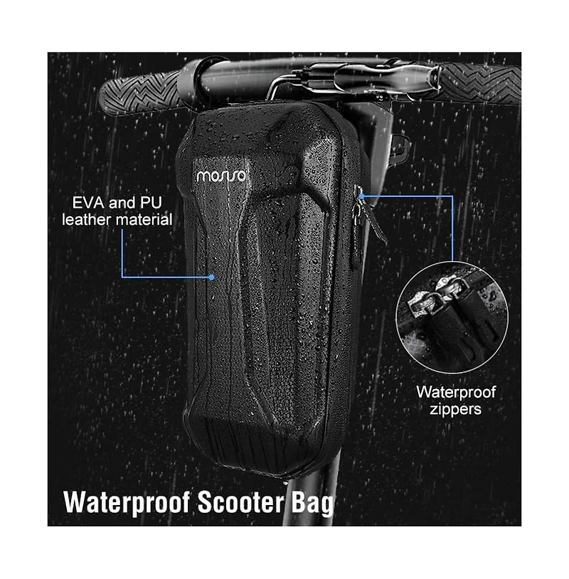 Aoligeijs Electric Scooter Handlebar Bag Waterproof Hard Shell Storage Bag for Bikes Scooters Front Hanging Travel Organizer 3L Capacity