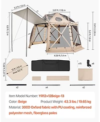 Mecale 12 x 12 Ft Pop-Up Spherical Gazebo Screen Tent for 8-10 People