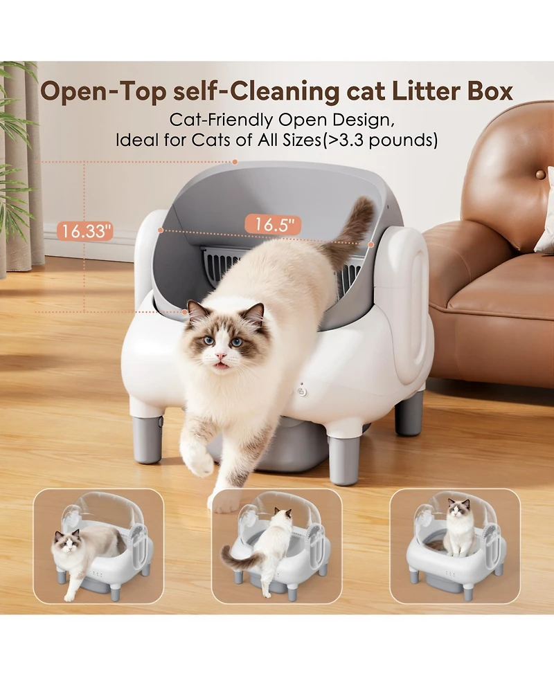 Cumrige Self Cleaning Litter Box,Automatic Cat Box for Multiple Cats, with Safety Protection,App Control