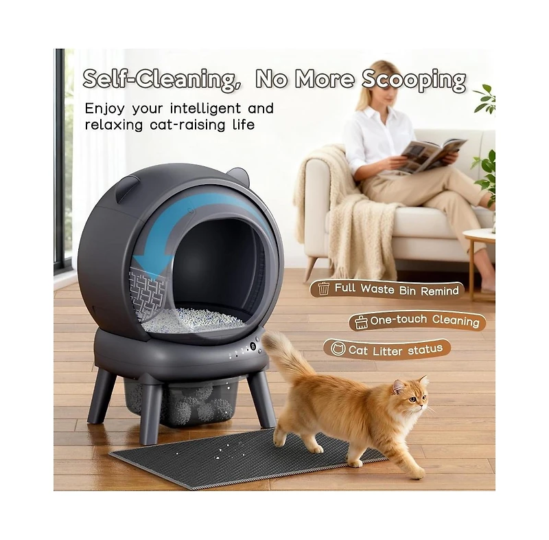 Cumrige Dual color self cleaning litter box with large capacity, App control