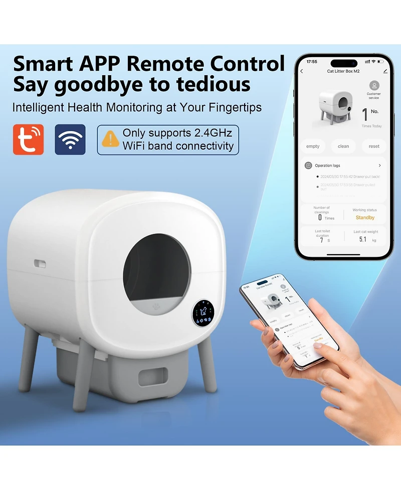 Cumrige Fumoi Self Cleaning Litter Box,Large Capacity Automatic Cat Litter Box Self Cleaning for Multiple Cats with App Control and Safety Protection