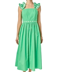 English Factory Women's Flower Embroidered Ruffle Midi Dress