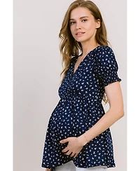 Hello Miz Maternity Floral Empire Waist Wrap Nursing Top