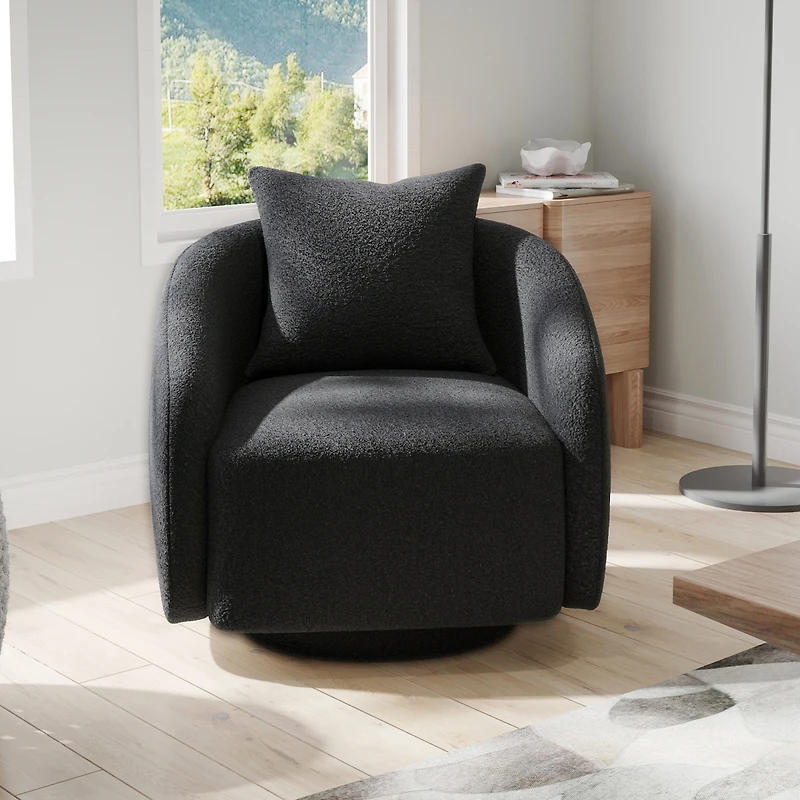 Boyel Living Swivel Barrel Chair Velvet Accent Armchair 360 Degree Club for Room Bedroom Reception