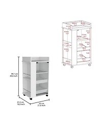 flynama Bar Cart with Casters, Glass Door and 2-Side Shelf for Home Entertainment