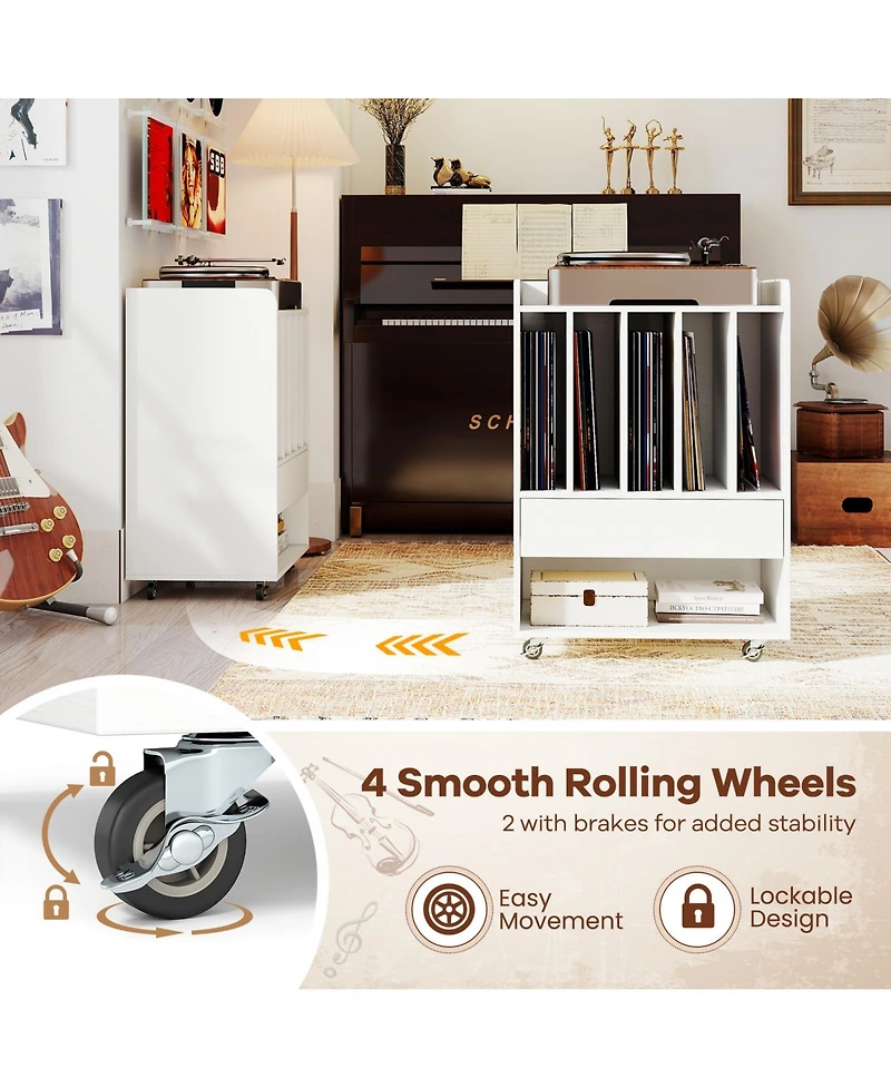 Sugift Record Player Stand Turntable Stand with Drawer and Record Holder