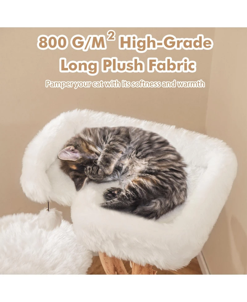 Cozito Cat Tree Solid Wood Tower with Perch and Jute Posts