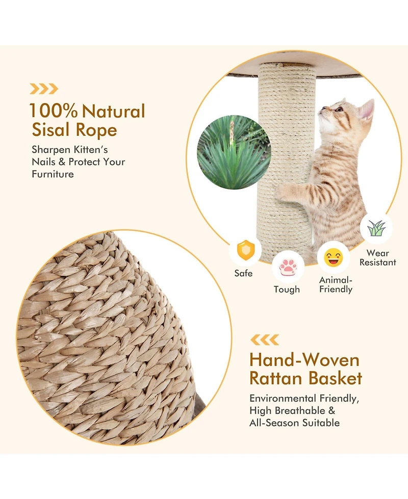 Cozito Cat Tree Handmade Woven Tower with Jump Platform