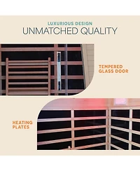 Lifepro Infrared Sauna for Home - 2 Person Indoor Low Emf Full Spectrum Sauna with Red Light Therapy, Hemlock Wood, Bluetooth & Chromotherapy