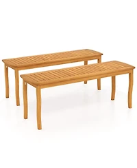 Sugift Acacia Wood Outdoor 48" Long Patio Dining Bench-2 Pieces